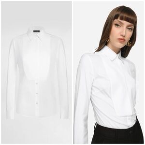 Dolce & Gabbana stretch-poplin tuxedo shirt white size 46